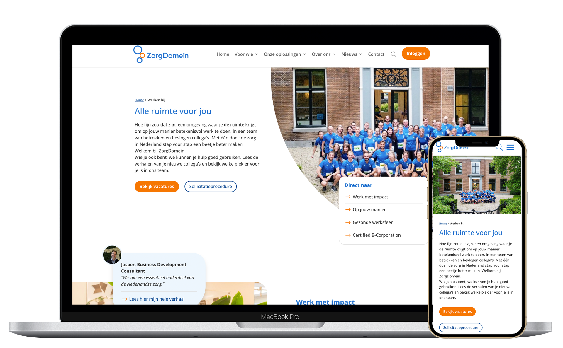 Case mockup ZorgDomein ZorgDomein WerkenBij mockup